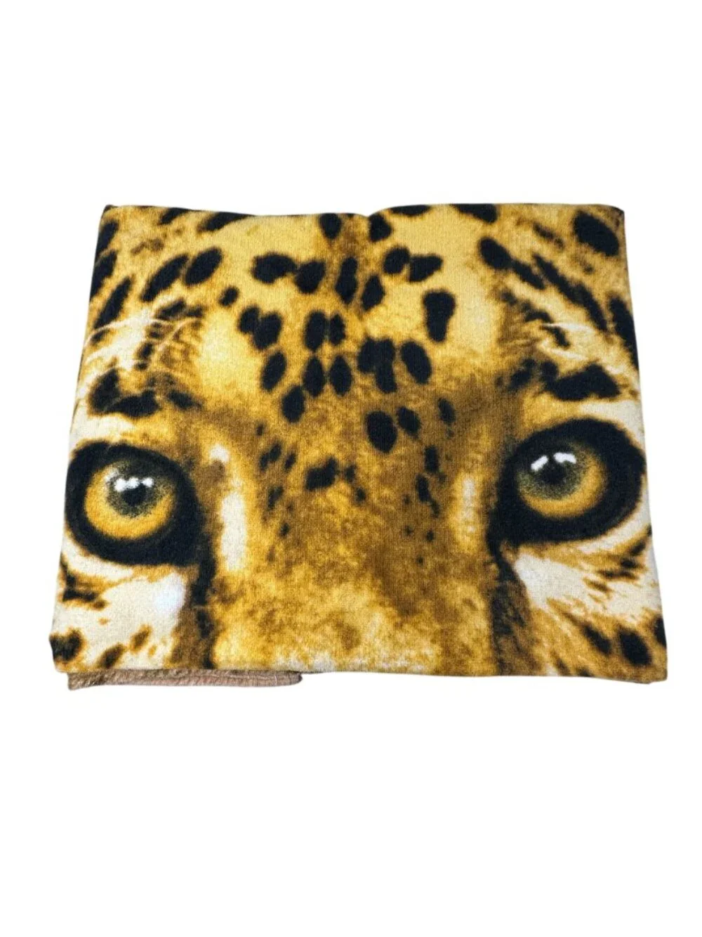 Vintage 90s Hilasal Leopard Beach Towel Blanket Cotton Big Cat Print 36x60
